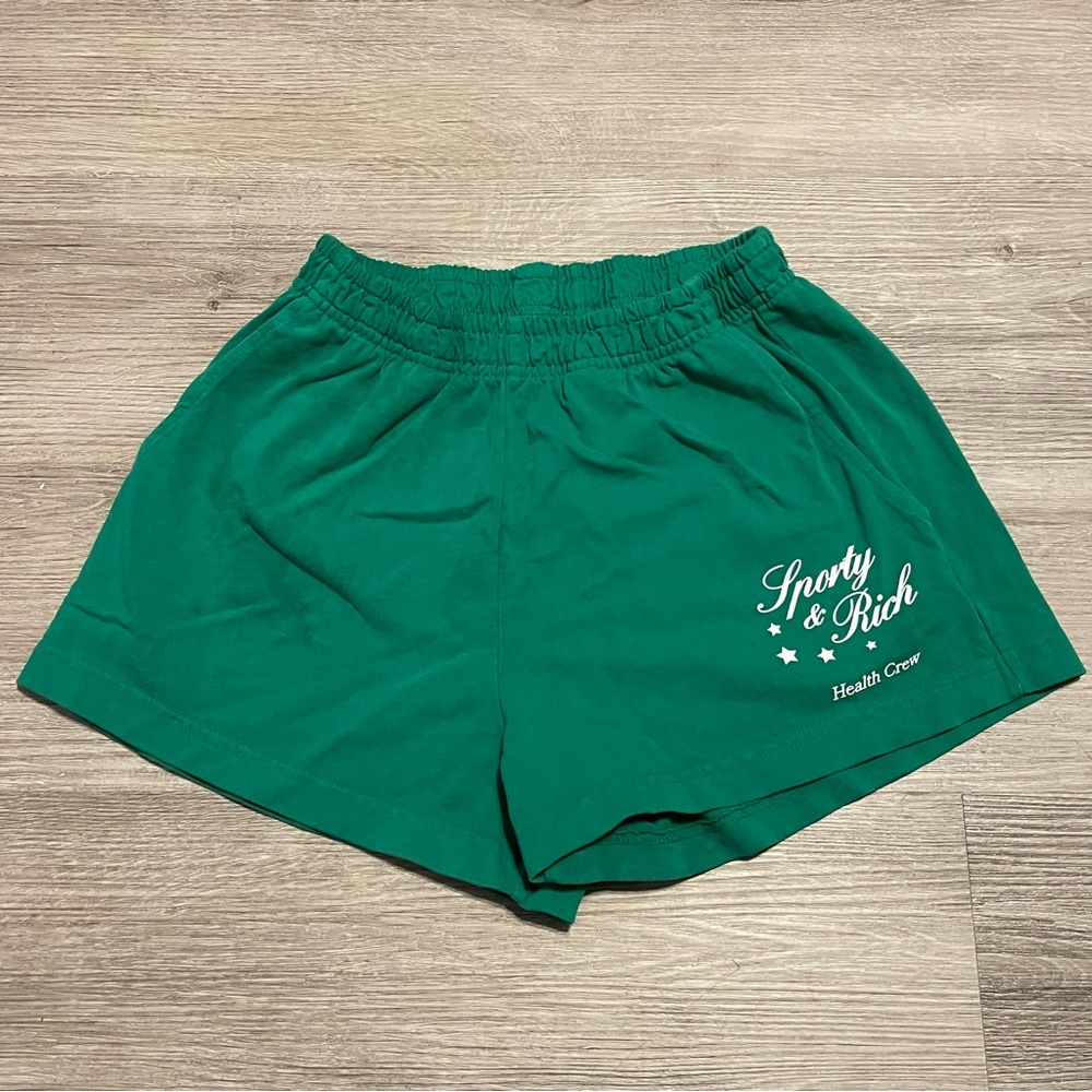 SPORTY & RICH HEALTH CREW GREEN SHORTS SZ XS EXTRA SMALL